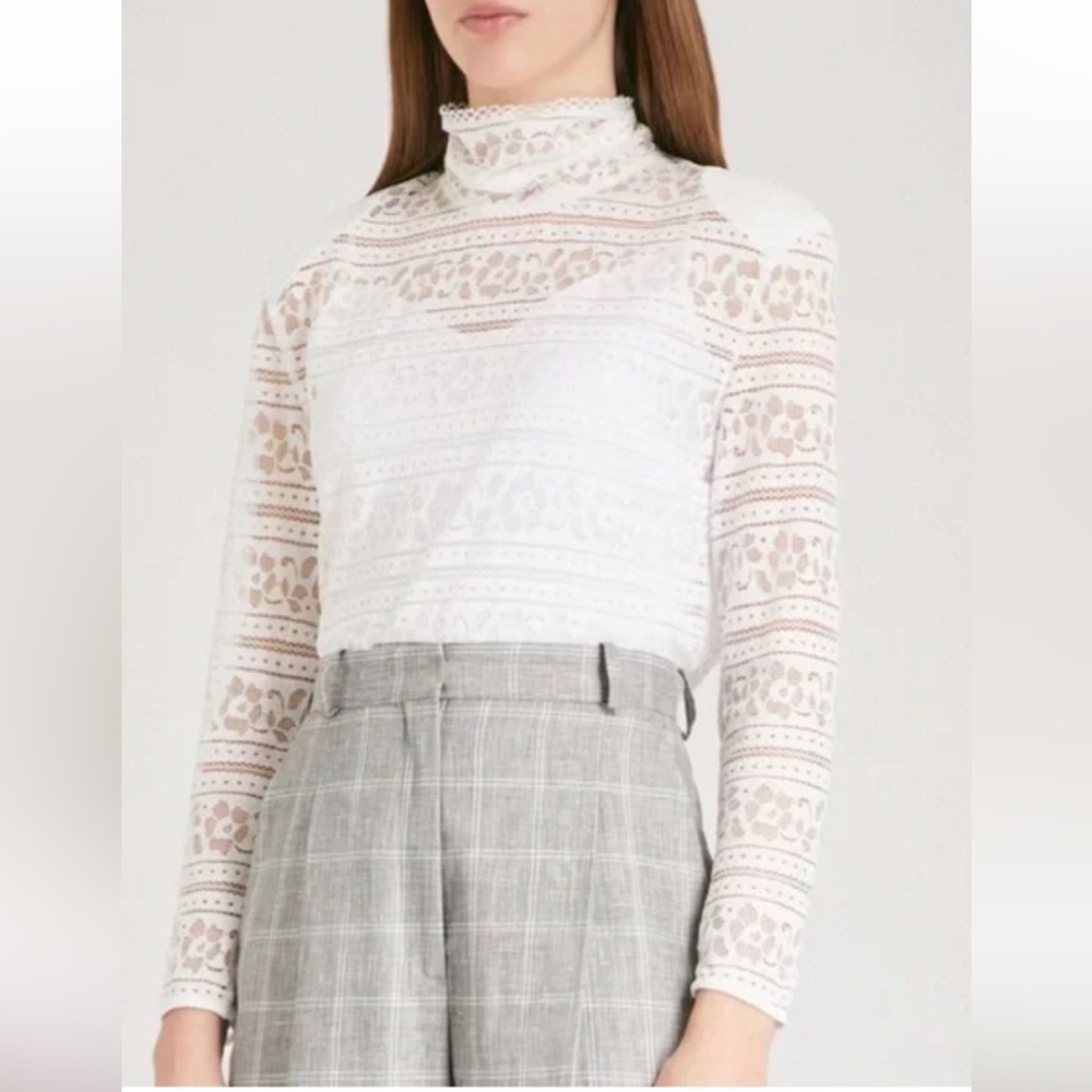 NWT Sandro Paris Hamia Lace Top Blouse Size 3 White